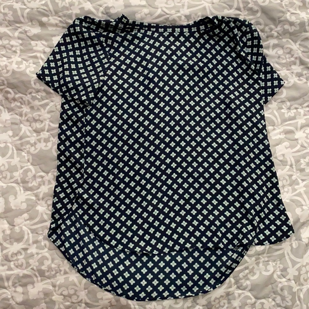 Loft navy and light blue top